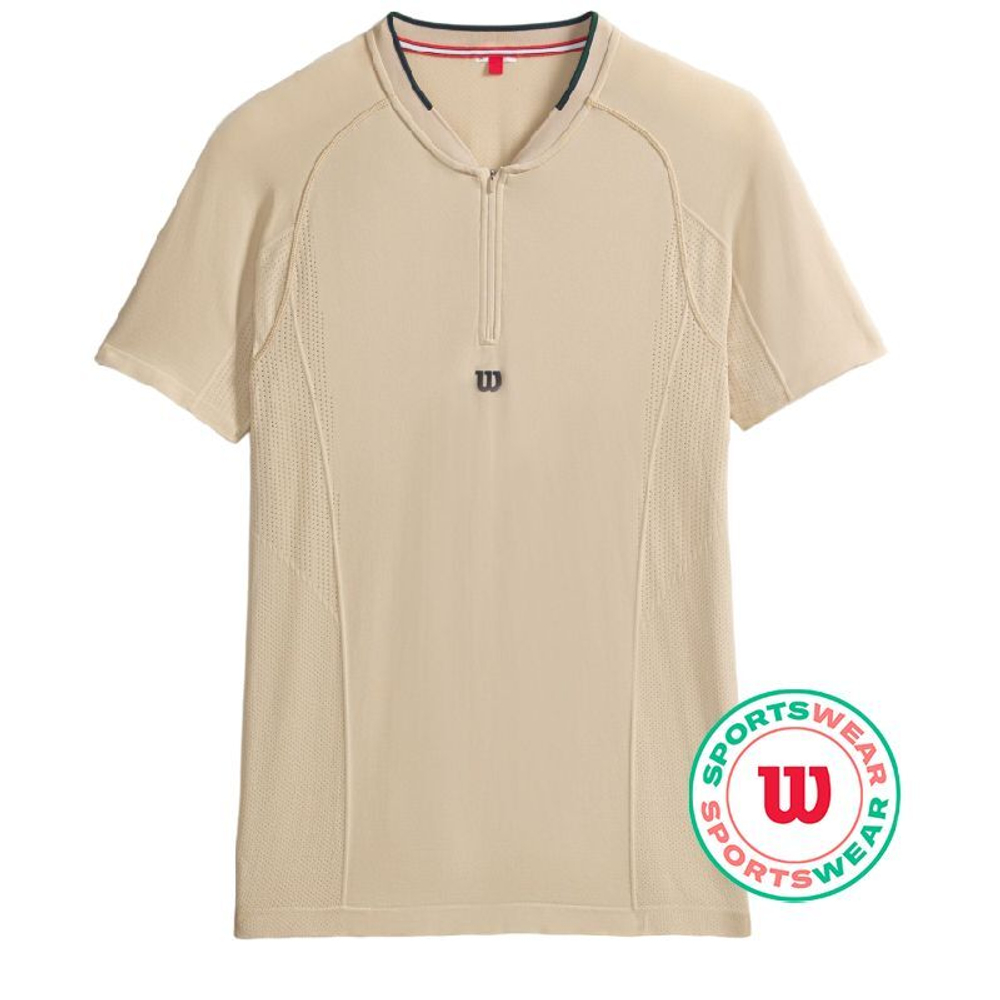 Мужское теннисное поло Wilson Players Seamless Zip Henley 2.0 - Бежевый