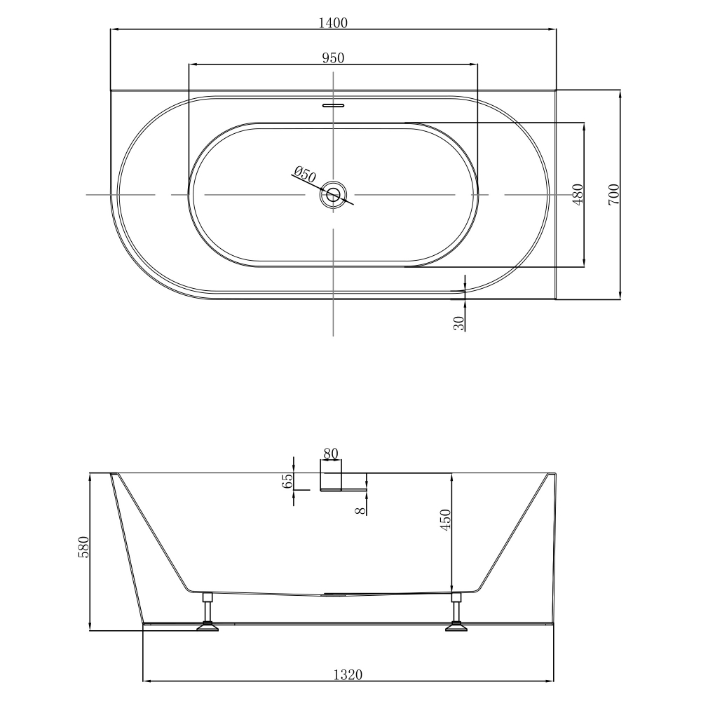 Акриловая ванна ABBER AB9502-1.4 R белая