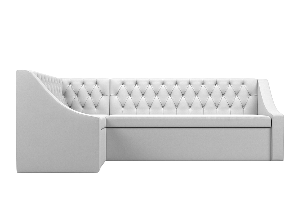 Диван кухонный угловой Мерлин левый угол, Белый, Экокожа, 100459L