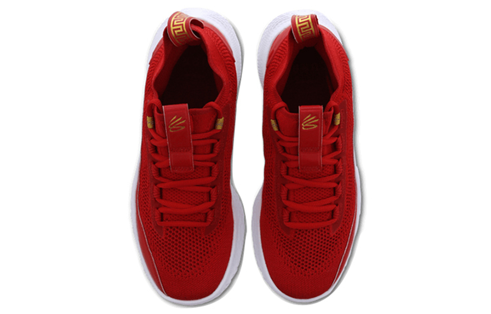 Under Armour Curry 8 round head lace-up fabric synthetic leather shock absorption, non-slip, wear-resistant, breathable, low-cut actual combat basketball shoes men's red