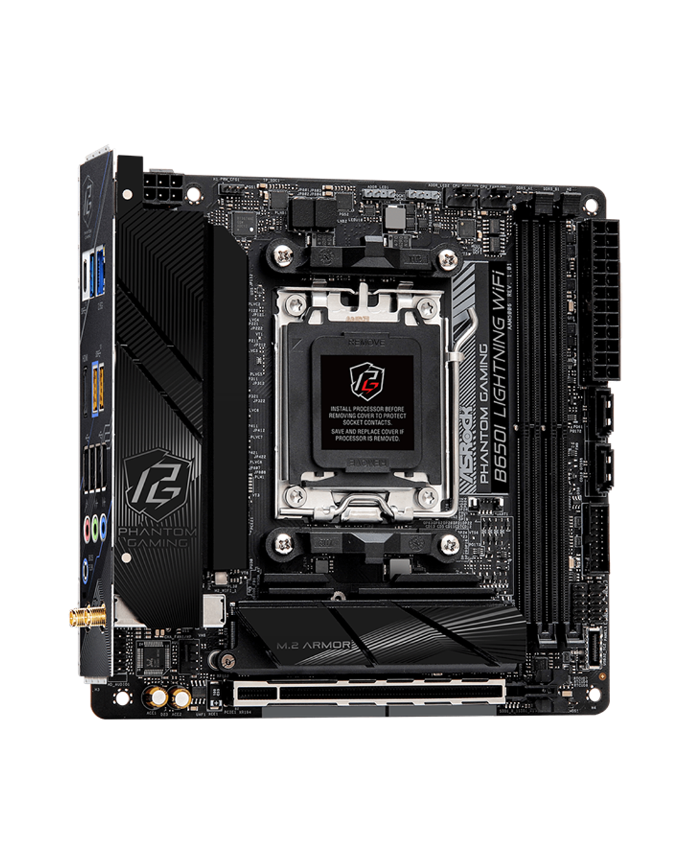 Материнская плата ASROCK B650I LIGHTNING WIFI, AM5, B650, 2*DDR5, HDMI, 2xSATA3 6.0, M.2 Socket, RAID, USB 3.2, USB 2.0, Type-C, mITX
