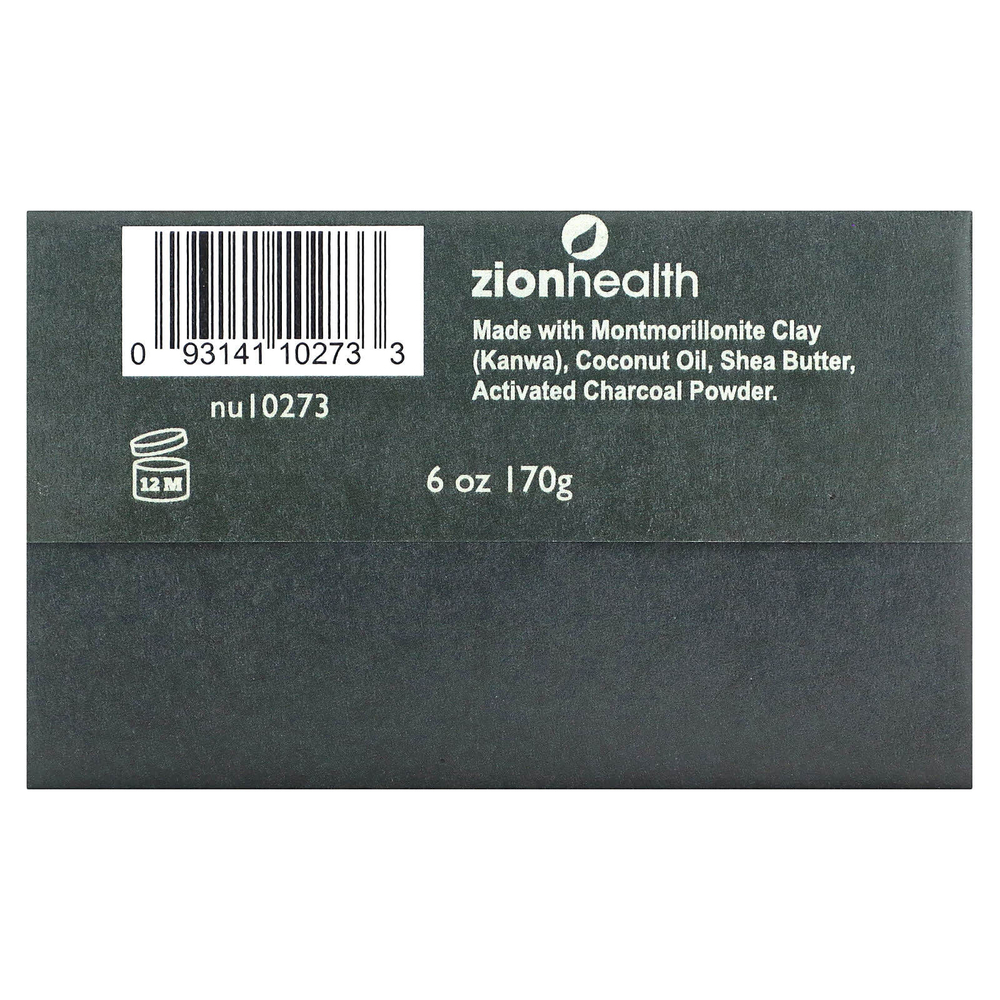 Zion Health, Кусковое мыло с древней глиной, активированный уголь, 170 г (6 унций)