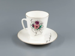Чашка с блюдцем кофейная 160 мл форма Майская рисунок "И пусть душа поет...." арт. 81.10583.00.1