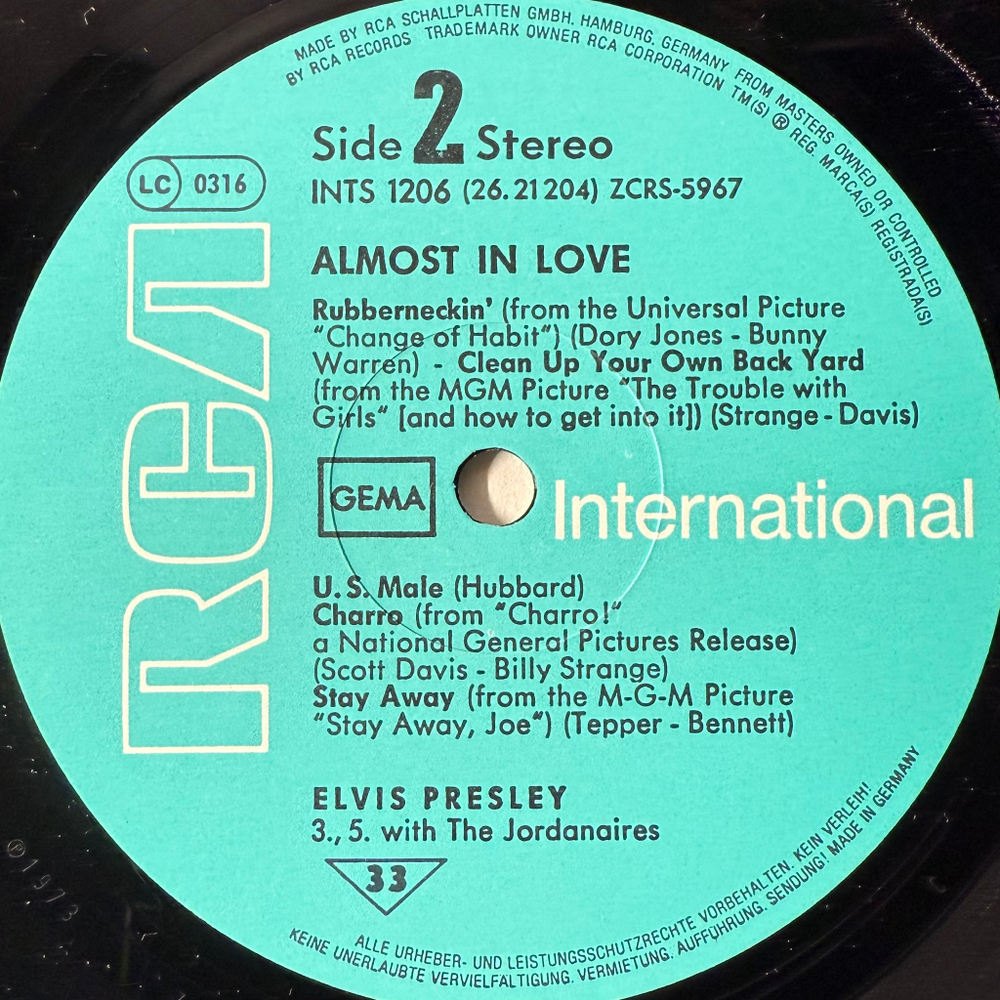 Elvis ‎– Almost In Love (Германия)