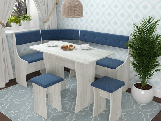 Кухонный уголок bello "Оливьер" (Сосна винтерберг/Рогожка Orion Denim) -G/Л1