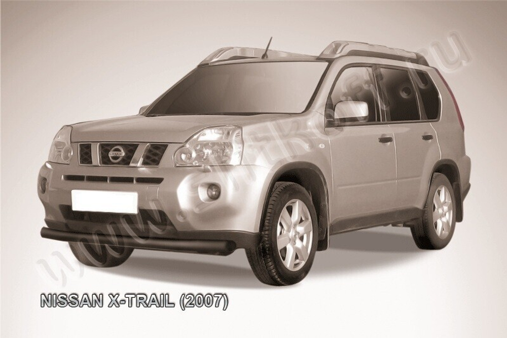 Защита переднего бампера (нержавейка) Nissan X-Trail (2007-2011) d76 (черный)