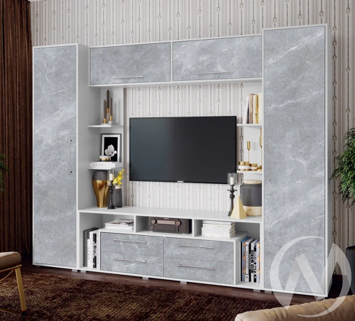 Гостиная Гармония (белый/мрамор глянец)