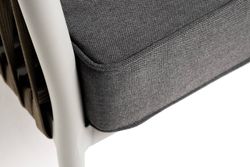 "Касабланка" диван 3-местный плетеный из роупа, каркас алюминий светло-серый (RAL7035) муар, роуп серо-коричневый 23мм, ткань серая 017