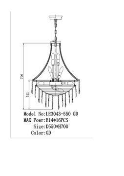 Подвесная люстра 16*Е14 LE3043/550 GD золото Milena Leon