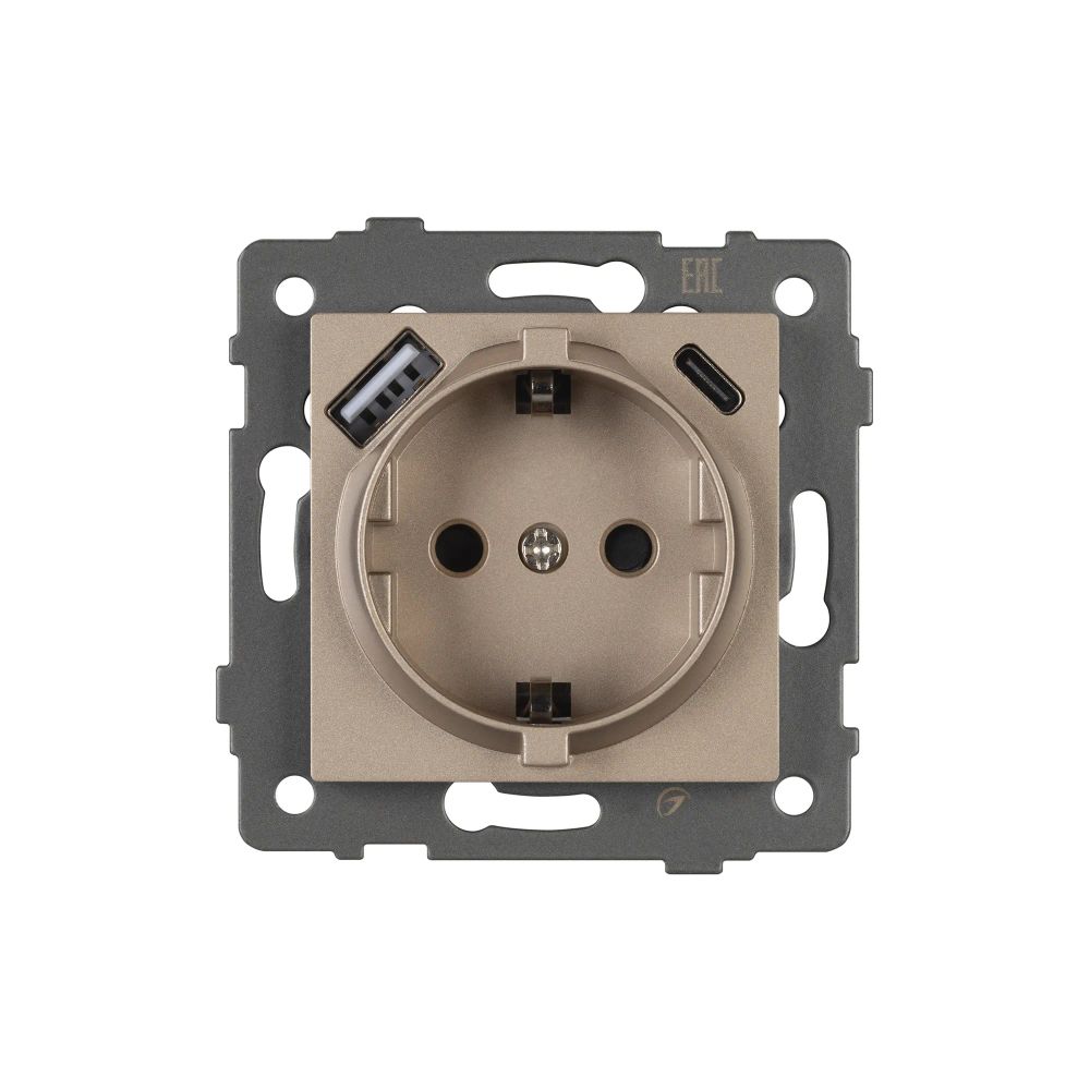 Механизм розетки с USB зарядкой SCT-MUAC-PL-GD-V (250V, 16A) (Arlight, -) 049832