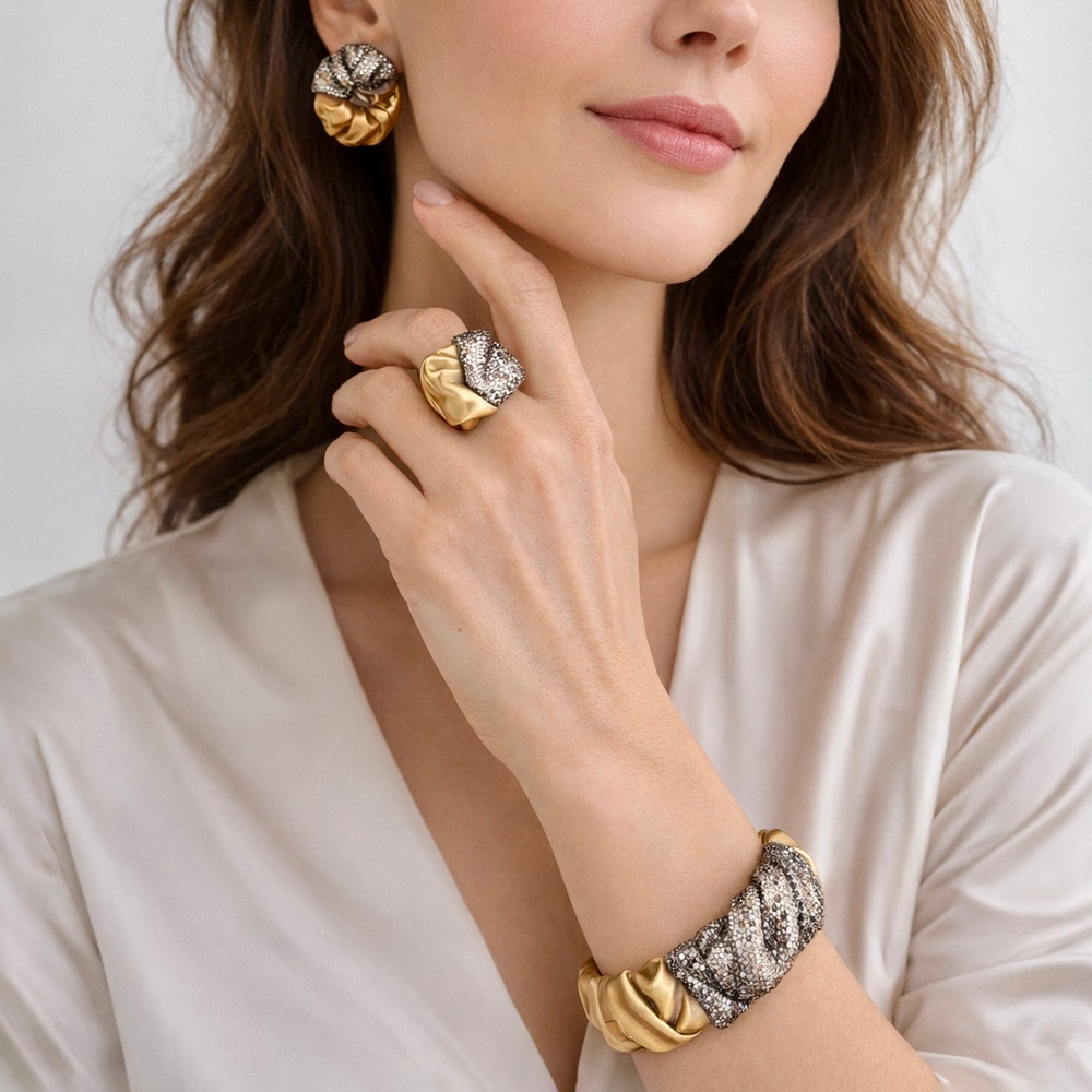 Браслет с Белыми, Черными, Шампань Бриллиантами, Br0132-0/2