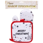 Прихватка в наборе с прихваткой-варежкой «Новогодние мотивы» 25,5*16 см, 17*17 см