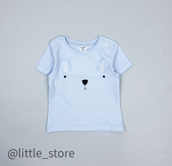 Футболка хлопковая "Северный мишка" голубая