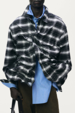 H&M - Glenn Martens Рубашка в клетку из фольгированной фланели, черный