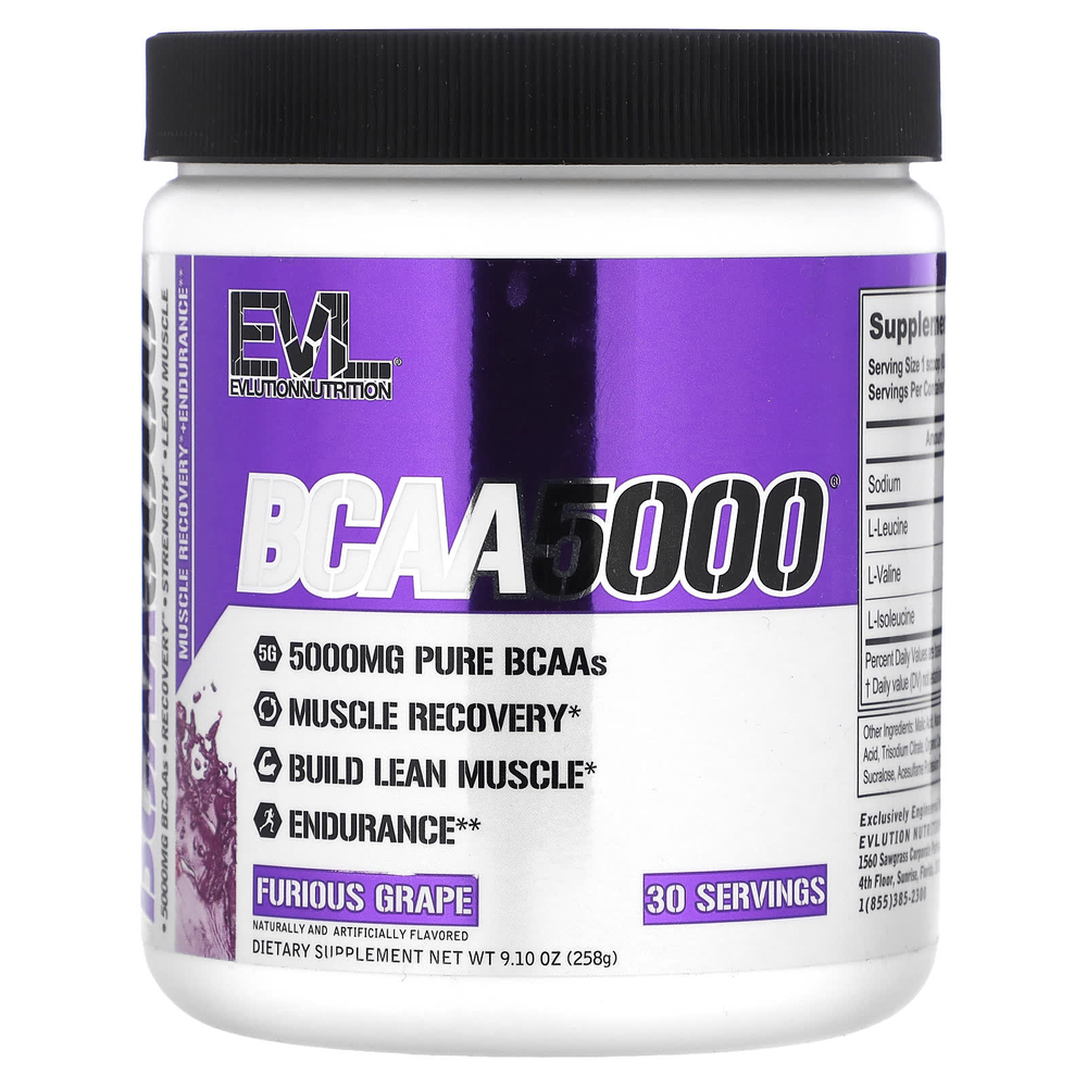 EVLution Nutrition, BCAA5000®, виноград Furious, 258 г (9,1 унции)