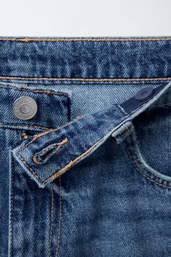 ZARA ДЖИНСОВЫЕ БЕРМУДЫ RELAXED BAGGY, ЗЕЛЕНОВАТО-СИНИЙ