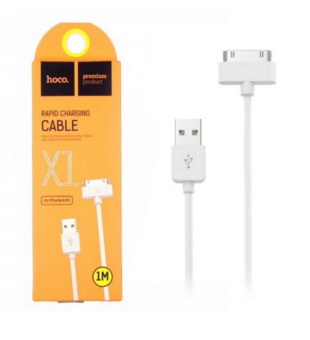 Кабель USB (Apple 30-pin) HOCO Rapid X1 iPhone 4 (белый) 1м