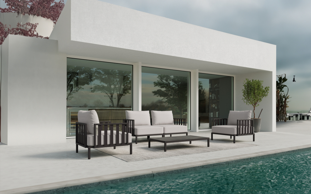 Диван модульный Papatya Slim Stripe, антрацит, светло-серый