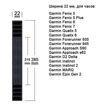 Нейлоновый ремешок NylonFit 22 мм для Garmin Fenix 7, Fenix 6, Fenix 5, Fenix 5 plus, Quatix 5, MARQ, Forerunner 935 / 945, instinct, instinct 2, Epix Gen 2 (Серо-зеленый)