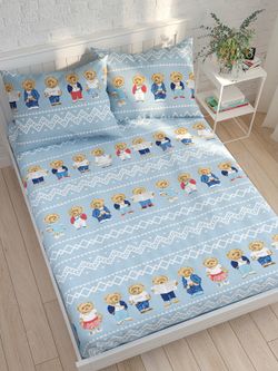 Простынь на резинке Сказка "Мишки" 140х200 см, перкаль