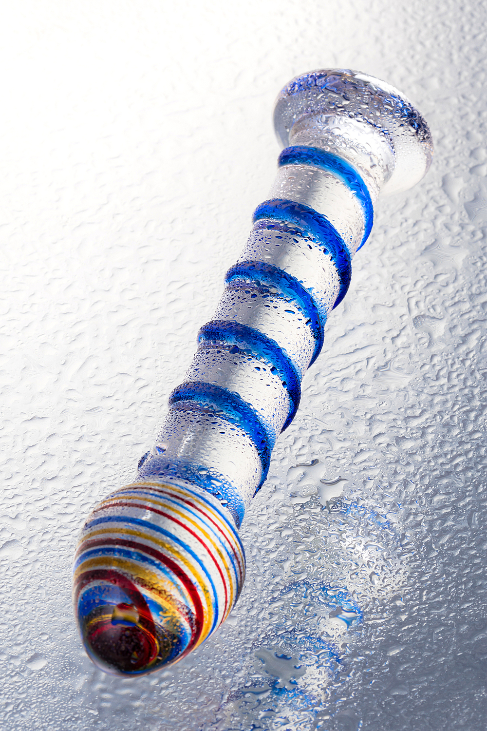 Фаллоимитатор стеклянный разноцветный 18 см