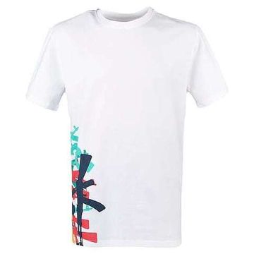 Футболка белая, принт Автоматы,100% хлопок