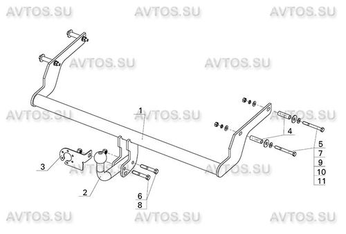 Фаркоп для Lada XRay 2016-2022 Тип шара: A. Нагрузки: 1100/50 кг, VAZ-66