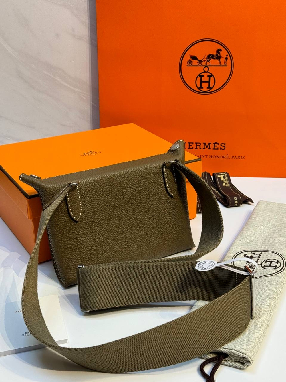 Мужская сумка Hermes Videpoches цвета хаки