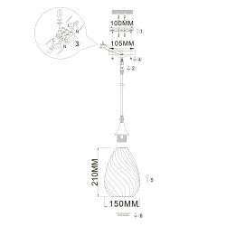 Светильник подвесной (подвес) Rivoli Lily 9122-201 1 х Е27 40 Вт модерн потолочный