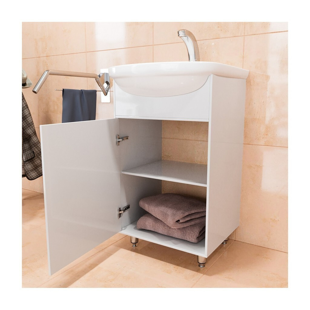 Тумба д/ванной "АлАн-45" белый, правая под раковину Уют-45 (Rosa) (ЛДСП) (разбор)