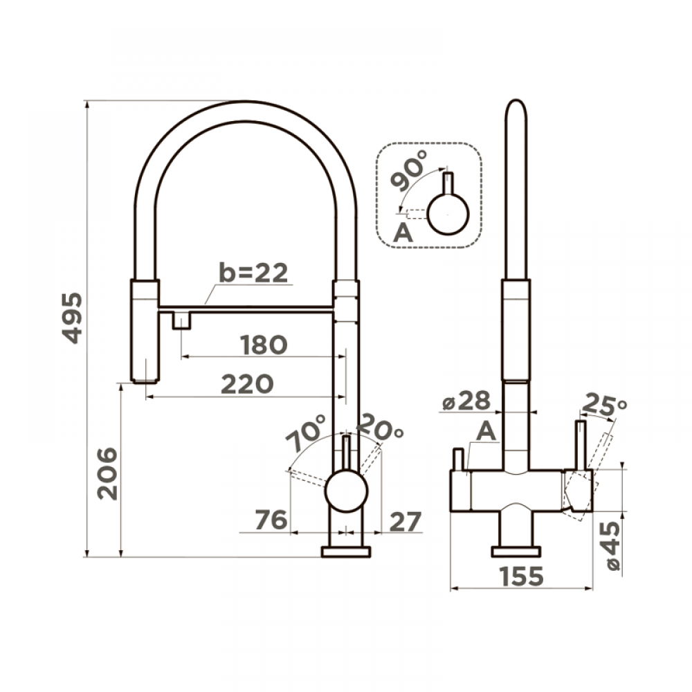 Кухонный смеситель Omoikiri Kanto-C