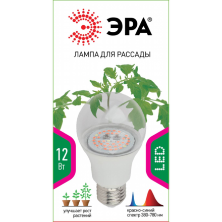 Фитолампа для растений светодиодная ЭРА FITO-12W-RB-E27 красно-синего спектра 12 Вт Е27