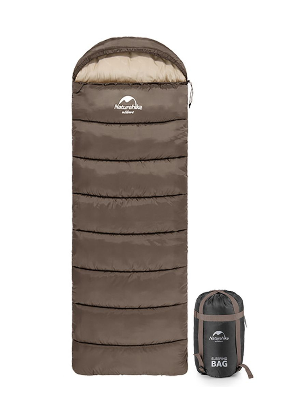 Спальный мешок Naturehike U Series Двойной хлопок осень-зима хаки зелёный U350S, молния слева, 6927595764329L