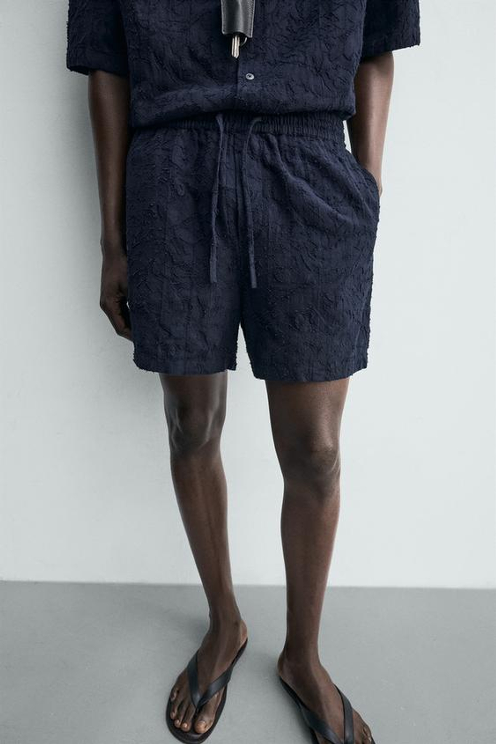 ZARA ЖАККАРДОВЫЕ ШОРТЫ, МОРСКОЙ СИНИЙ