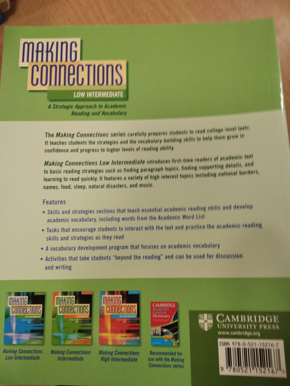 Making Connections Low Intermediate Student's Book: A Strategic Approach to Academic Reading and Vocabulary 1st Edition
