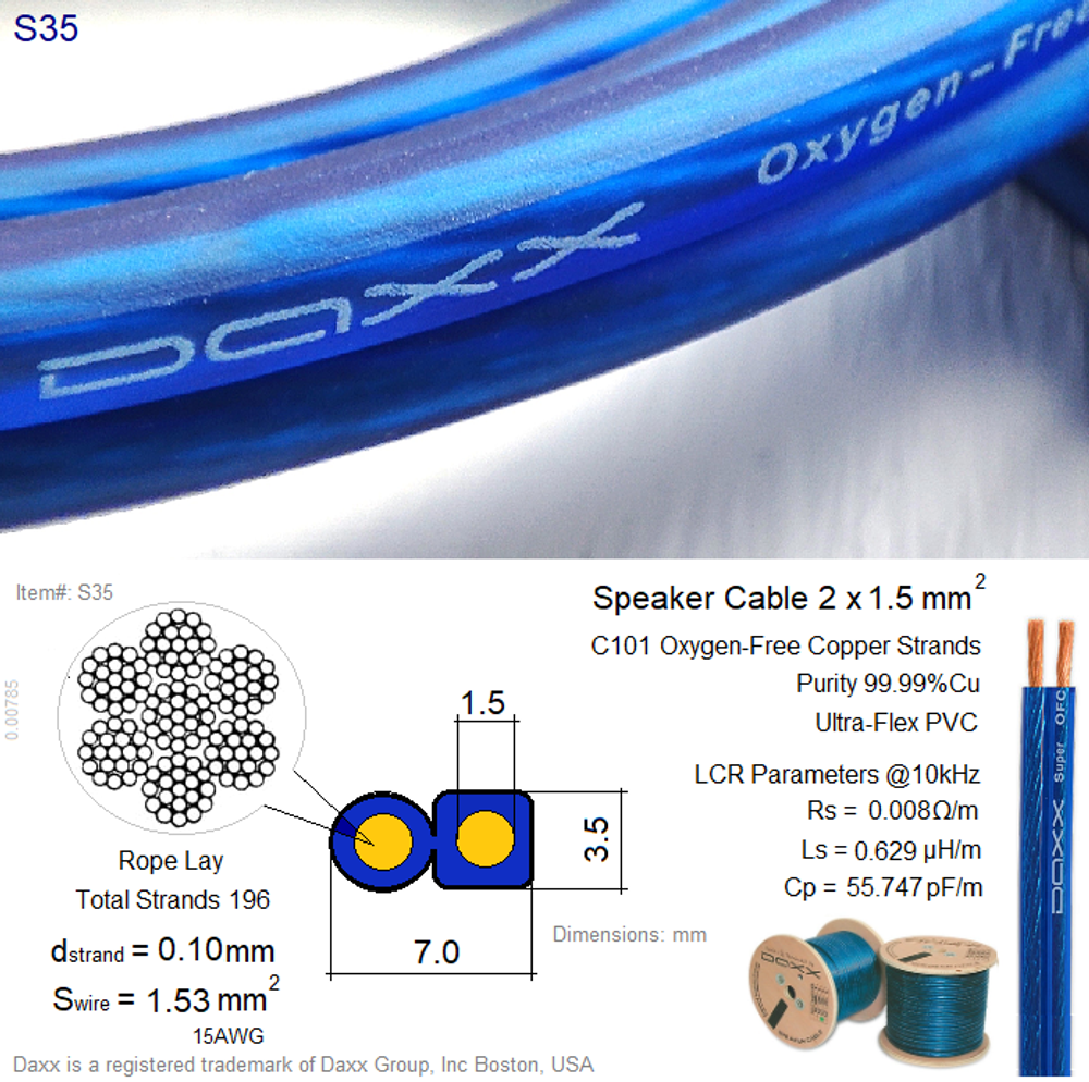 DAXX S30-я серия акустических кабелей, медные, Ultra-Flex PVC -1пог.м.-