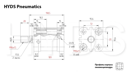 ADN-80-135-A-P-A Пневмоцилиндр