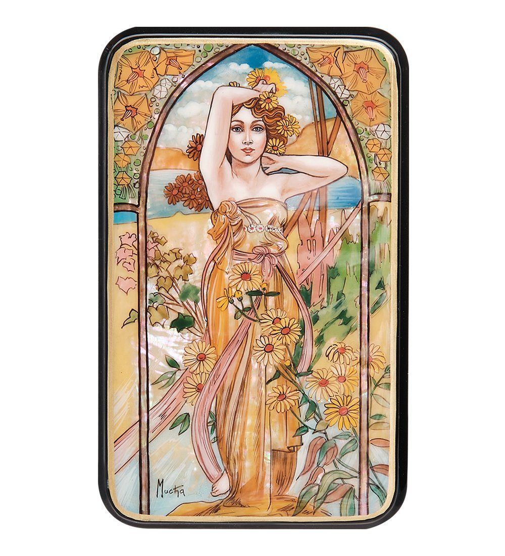 Народные промыслы ШК-55/ 26 Шкатулка «Дневной порыв» Альфонс Муха, исп. Маркова