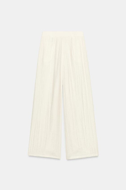 ZARA ШИРОКИЕ БРЮКИ СО СКЛАДКАМИ, ЭКРЮ