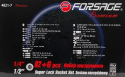 Набор инструментов 82+6пр. Premium 1/4''(12гр.) 1/2''(сорв.гр.) Forsage F-4821-7 PREMIUM