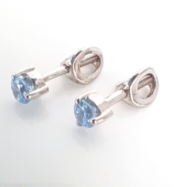 Серьги-пусеты Эстерелла с фианитом, родированные, серебро, 925 проба/Ф