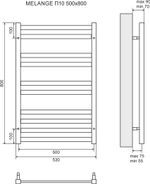 Полотенцесушитель электрический Lemark Melange LM49810E П10 500x800, левый/правый