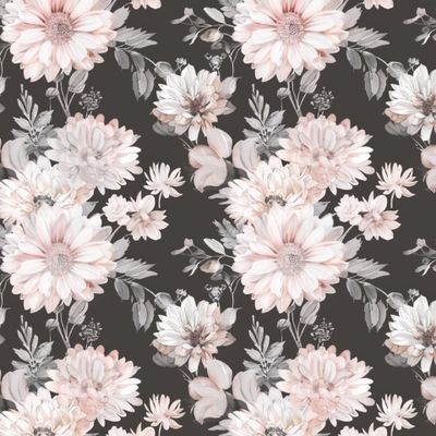 Белые хризантемы на черном фоне