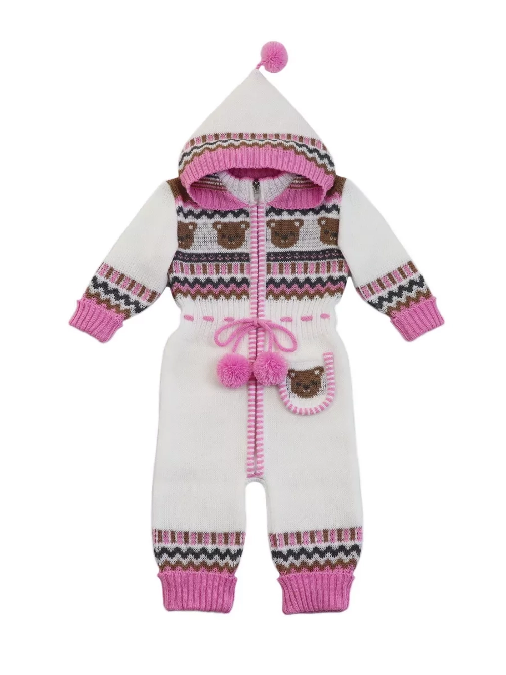 Вязаный комбинезон для новорожденных и малышей на молнии