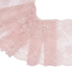 Кружево эластичное пыльно-розовое 23 см, Китай