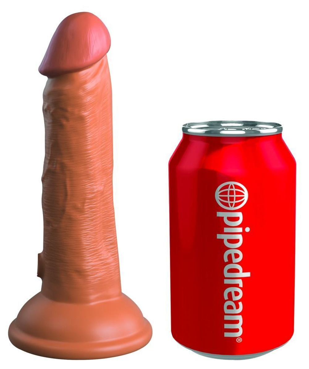Фаллоимитатор цвета карамели 6 Vibrating Silicone Dual Density Cock - 17,8 см. (Цвет: карамель (темно-бежевый))