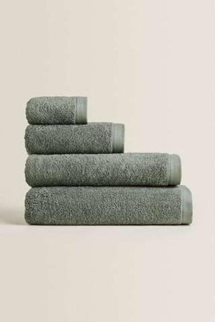 ZARA HOME ХЛОПКОВОЕ ПОЛОТЕНЦЕ, ХАКИ