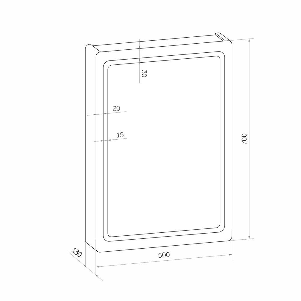 Зеркальный шкаф MIXLINE "Симпл" 500*700 (ШВ) универсальный,механический выкл., светодиодная подсветк