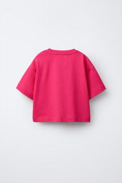 ZARA ОДНОТОННАЯ ФУТБОЛКА HEAVY WEIGHT, ЦВЕТ ФУКСИИ
