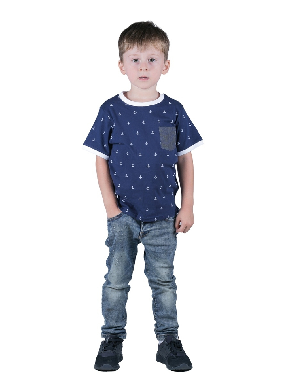 Футболка детская Little Beetle,  якоря, синий/SS18-ok 1.9